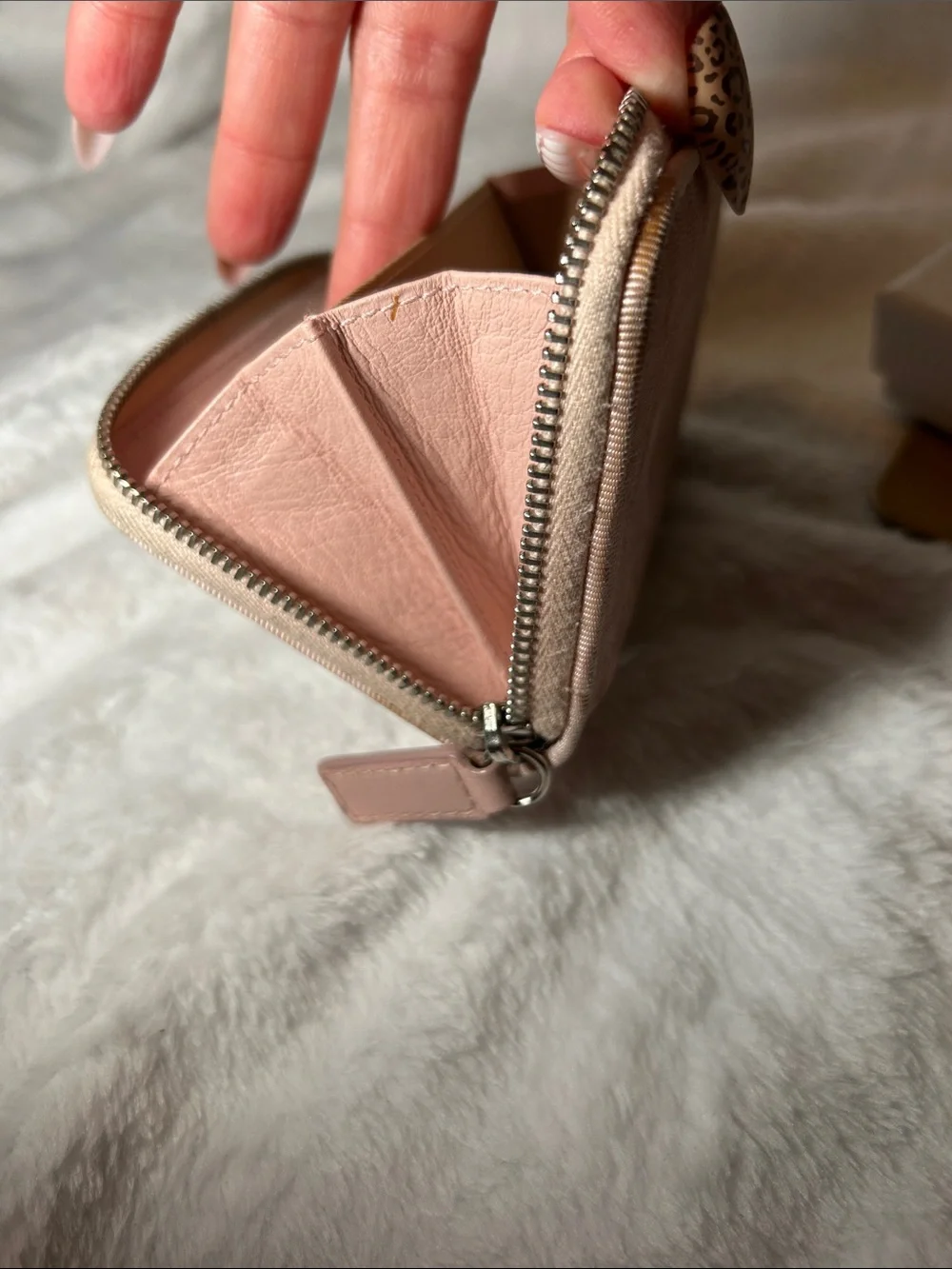 152. Dior Blush Pink Monogram Zip Compact Wallet